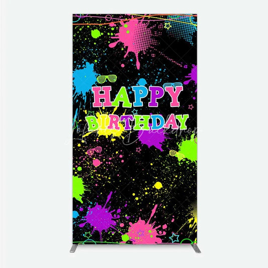 Lofaris Neon Splatter Pajama Party Rectangle Backdrop Glow Paint Sleepover Photography Background