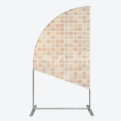 Lofaris Neutral Beige and Light Brown Mosaic Tile Pattern Half Moon Arch Backdrop Versatile Photo Background Decor