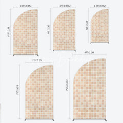 Lofaris Neutral Beige and Light Brown Mosaic Tile Pattern Half Moon Arch Backdrop Versatile Photo Background Decor