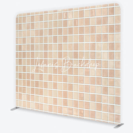 Lofaris Neutral Beige Cream Mosaic Tile Pattern Square Double-Sided Backdrop Versatile Modern Minimalist Photography Background