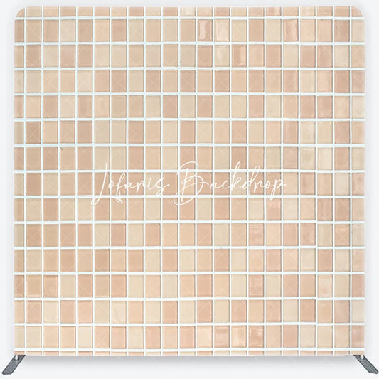Lofaris Neutral Beige Cream Mosaic Tile Pattern Square Double-Sided Backdrop Versatile Modern Minimalist Photography Background