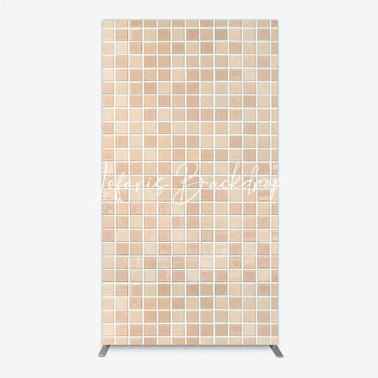 Lofaris Neutral Beige Tan Mosaic Tile Pattern Rectangle Arch Backdrop Elegant Textured Photo Background for Events