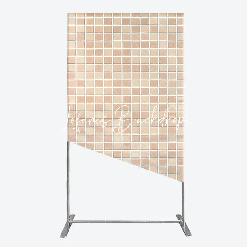 Lofaris Neutral Beige Tan Mosaic Tile Pattern Rectangle Arch Backdrop Elegant Textured Photo Background for Events