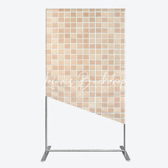 Lofaris Neutral Beige Tan Mosaic Tile Pattern Rectangle Arch Backdrop Elegant Textured Photo Background for Events
