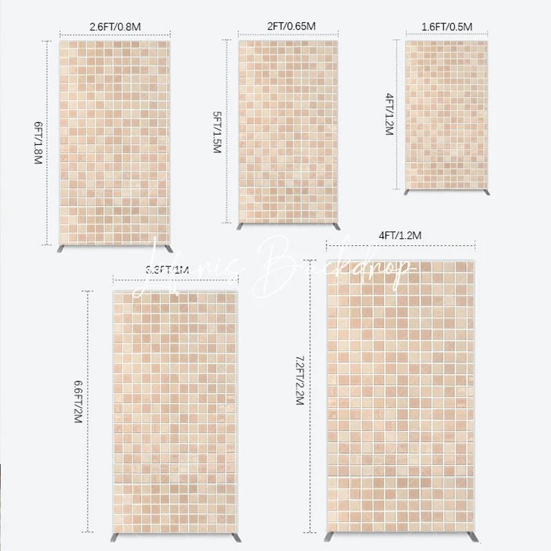 Lofaris Neutral Beige Tan Mosaic Tile Pattern Rectangle Arch Backdrop Elegant Textured Photo Background for Events