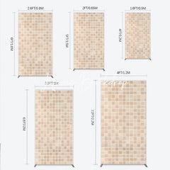 Lofaris Neutral Beige Tan Mosaic Tile Pattern Rectangle Arch Backdrop Elegant Textured Photo Background for Events