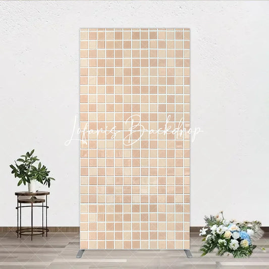 Lofaris Neutral Beige Tan Mosaic Tile Pattern Rectangle Arch Backdrop Elegant Textured Photo Background for Events
