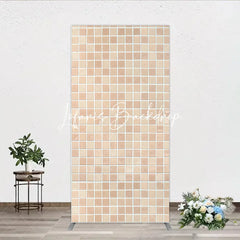 Lofaris Neutral Beige Tan Mosaic Tile Pattern Rectangle Arch Backdrop Elegant Textured Photo Background for Events