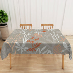 Lofaris Neutral Botanical Tablecloth with Grey White and Brown Leaf Pattern for Modern Farmhouse Kitchen Decor