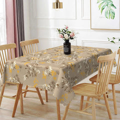 Lofaris Neutral Taupe Floral Sketch Rectangle Tablecloth Brown Wildflower Branch Pattern Cover Rustic Farmhouse Decor