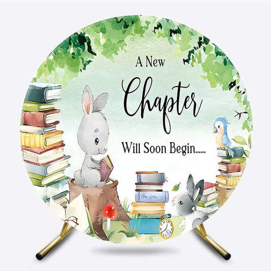 Lofaris New Chapter Forest Animals Round Baby Shower Backdrop