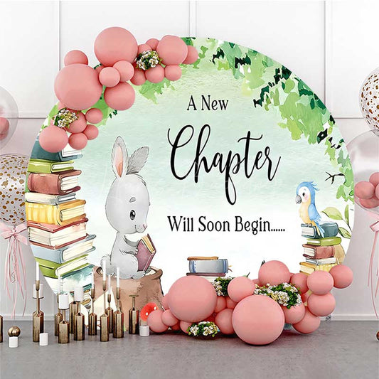 Lofaris New Chapter Forest Animals Round Baby Shower Backdrop