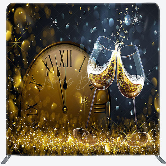Lofaris Night Clock Champagne New Year Pillow Case Backdrop