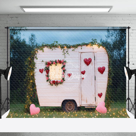 Lofaris Night Forest Lighted Rose Car Valentines Day Backdrop