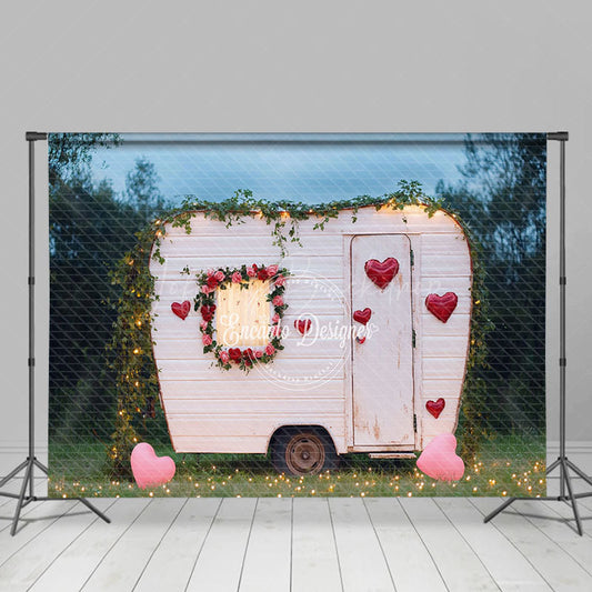 Lofaris Night Forest Lighted Rose Car Valentines Day Backdrop