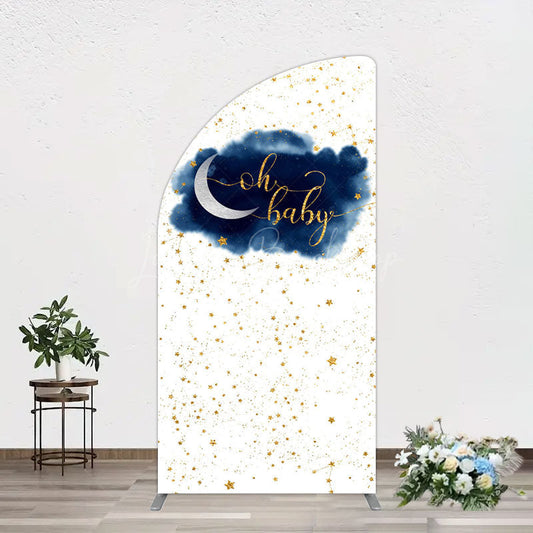 Lofaris Night Gold Stars Oh Baby Gender Reveal Half Moon Arch Backdrop