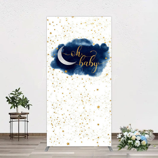 Lofaris Night Gold Stars Oh Baby Gender Reveal Rectangle Backdrop