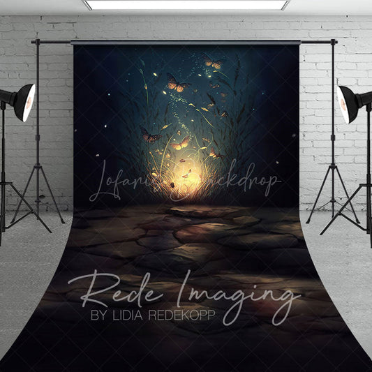 Lofaris Night Lighted Mystical Butterflies Sweep Backdrop