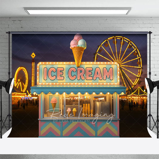 Lofaris Night Playground Ice Cream Shop Photography Backdrop