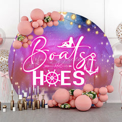 Lofaris Night Yacht Party Theme Round Backdrop Nautical Celebration Decor with String Lights