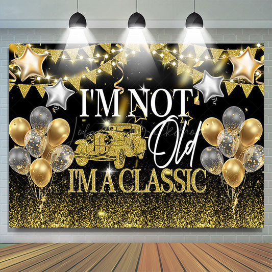 Lofaris Not Old But Classic Glitter Balloon Birthday Backdrop