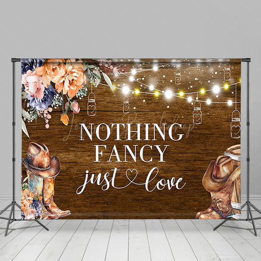 Lofaris Nothing Fancy Just Love Cowboy Wood Wedding Backdrop