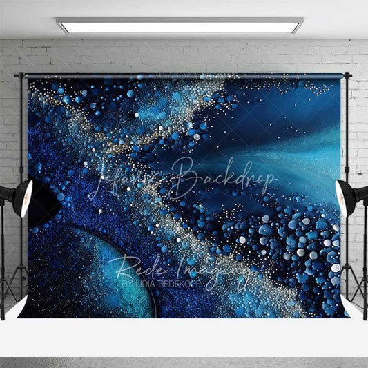 Lofaris Ocean Blue Fluid Flow and Pearl Bubbles Backdrop Abstract Art Photography Background Elegant Birthday Decor