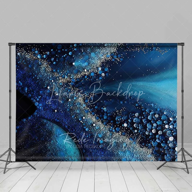 Lofaris Ocean Blue Fluid Flow and Pearl Bubbles Backdrop Abstract Art Photography Background Elegant Birthday Decor