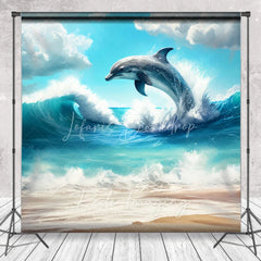 Lofaris Ocean Waves Jumping Dolphin Summer Photography Backdrop Tropical Sunny Beach Vacation Studio Background
