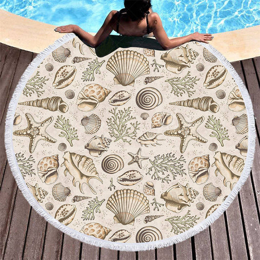 Lofaris Oceanic Summer Vibe Pattern Cute Round Beach Towel