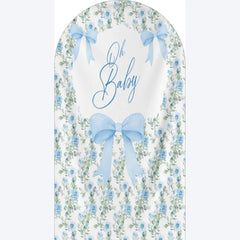 Lofaris Oh Baby Floral Arch Backdrop Adorable Bow and Blossom Decor for Nursery Shower Photo Prop Girls Boys