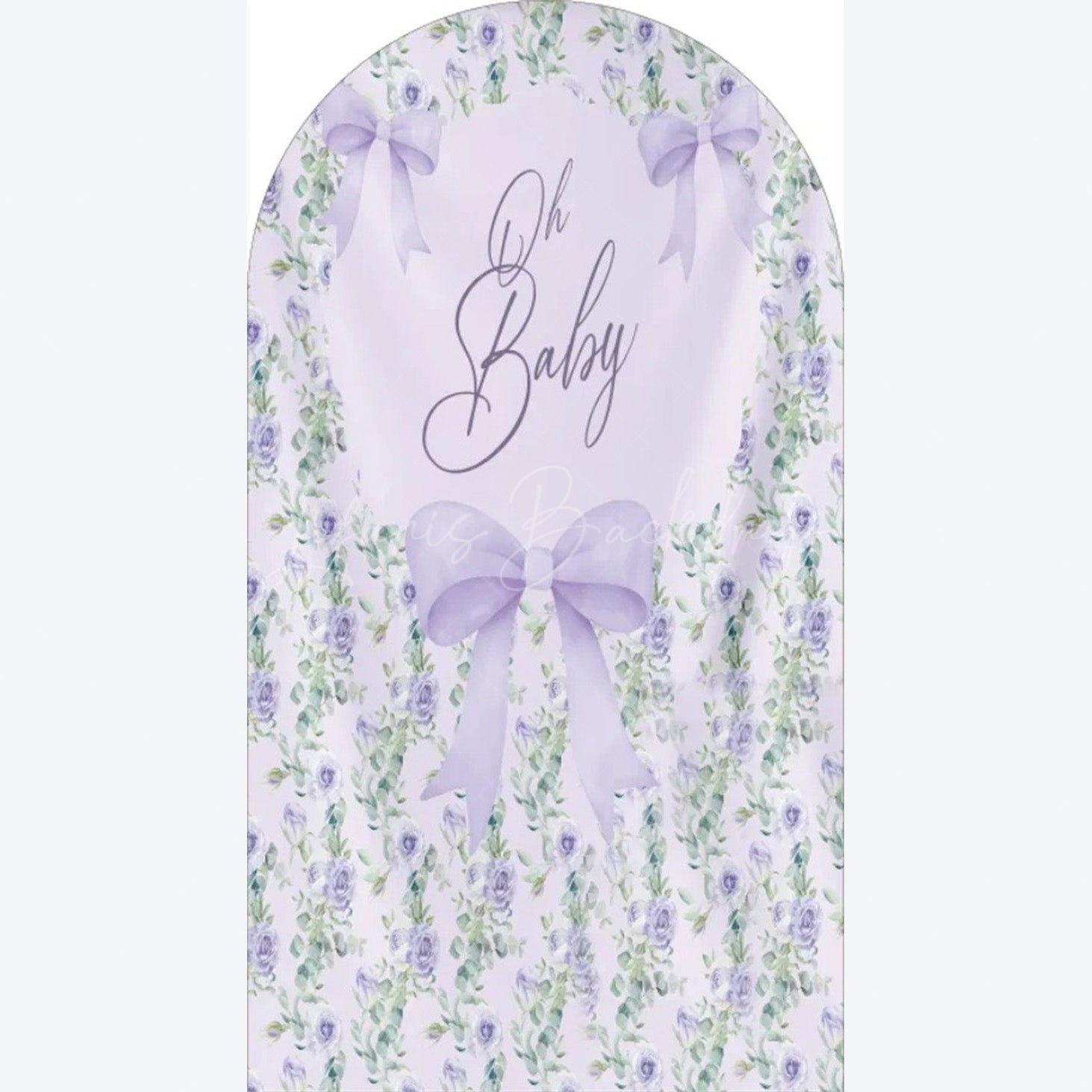 Lofaris Oh Baby Floral Arch Backdrop Adorable Bow and Blossom Decor for Nursery Shower Photo Prop Girls Boys