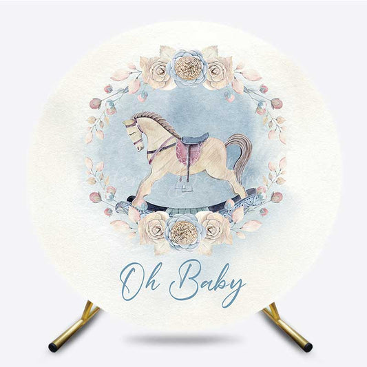 Lofaris Oh Baby Floral Carousel Round Gender Reveal Backdrop