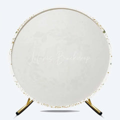 Lofaris Oh Boy Greenery Wreath Round Backdrop Eucalyptus Leaves and Gold Glitter Baby Shower Background