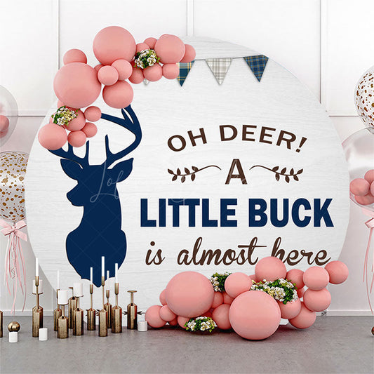Lofaris Oh Deer A Little Buck Flag Round Baby Shower Backdrop