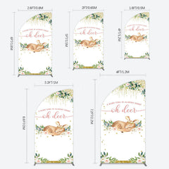 Lofaris Oh Deer Floral Boho Sweet Baby Shower Half Moon Arch Backdrop