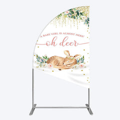 Lofaris Oh Deer Floral Boho Sweet Baby Shower Half Moon Arch Backdrop