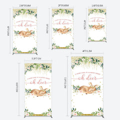 Lofaris Oh Deer Floral Boho Sweet Baby Shower Rectangle Backdrop