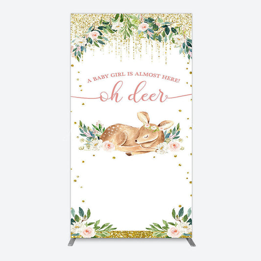 Lofaris Oh Deer Floral Boho Sweet Baby Shower Rectangle Backdrop