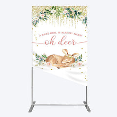 Lofaris Oh Deer Floral Boho Sweet Baby Shower Rectangle Backdrop