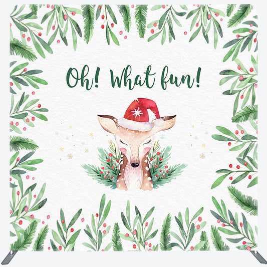 Lofaris Oh What Fun Deer Cherry Xmas Pillow Case Backdrop
