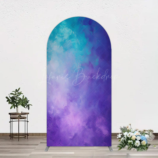 Lofaris Oil Painted Blue Purple Mixed Pattern Arch Backdrop