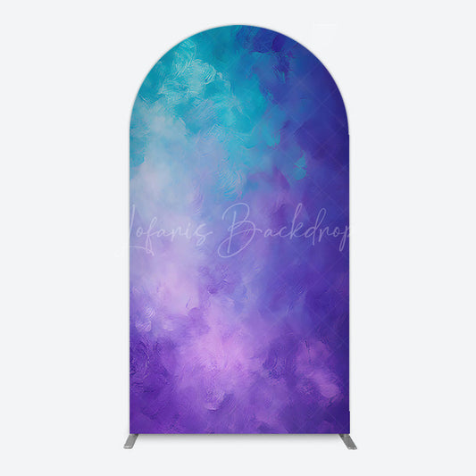 Lofaris Oil Painted Blue Purple Mixed Pattern Arch Backdrop