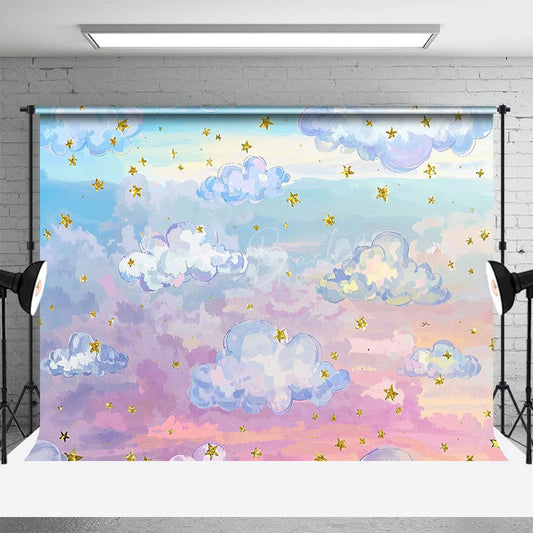 Lofaris Oil Painting Blue Sky White Clouds Night Backdrop