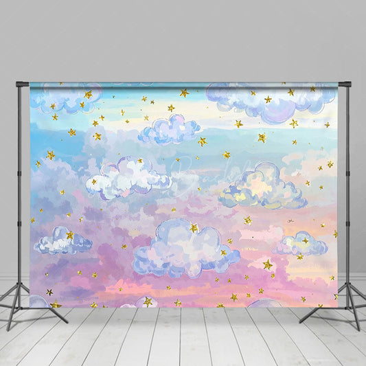 Lofaris Oil Painting Blue Sky White Clouds Night Backdrop