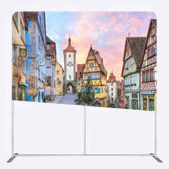 Lofaris Oktoberfest Tension Fabric Backdrop German Village of Rothenburg Scenery Autumn Festival Party Photo Prop
