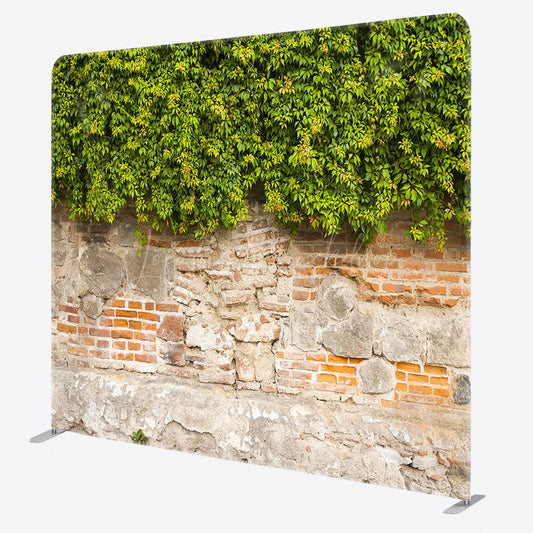 Lofaris Old Wall Green Vegetation Square Tension Backdrop