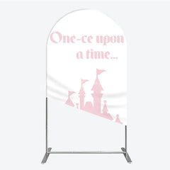 Lofaris Once Upon a Time Princess Arch Backdrop Pink Fairytale Castle Silhouette First Birthday or Baby Shower Party Decor