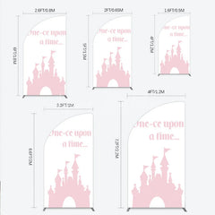 Lofaris Once Upon a Time Princess Half Moon Arch Backdrop Pink Fairytale Castle Silhouette First Birthday or Baby Shower Party Decor