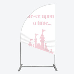 Lofaris Once Upon a Time Princess Half Moon Arch Backdrop Pink Fairytale Castle Silhouette First Birthday or Baby Shower Party Decor